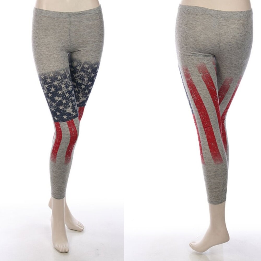 PATRIOTIC American Flag Print Burnout Leggings Size Small - NEW